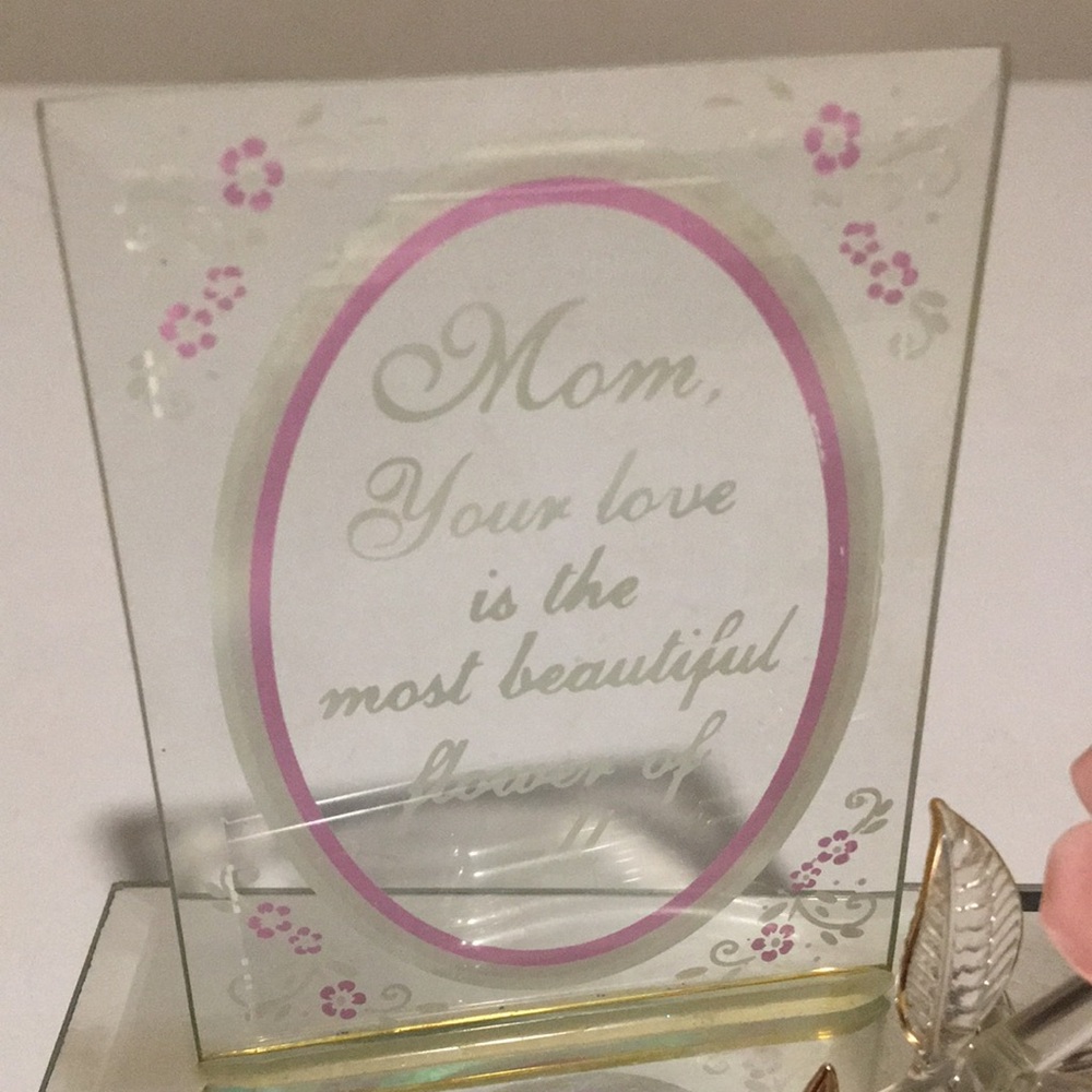 Glass Plaque with Pink Accents